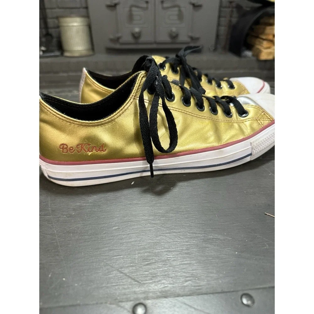 Custom‎ Converse All Star  Metallic Gold - BE KIND Men's Size 10 Women's Size 12